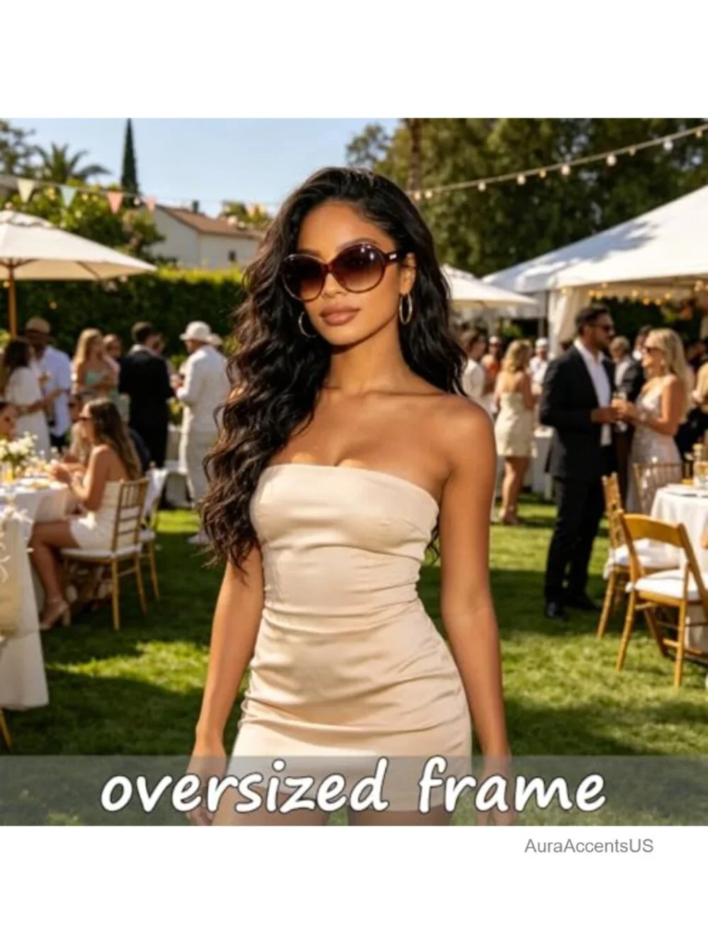 Oversized Wrap Around Sunglasses UV400 Retro Oval Full Frame